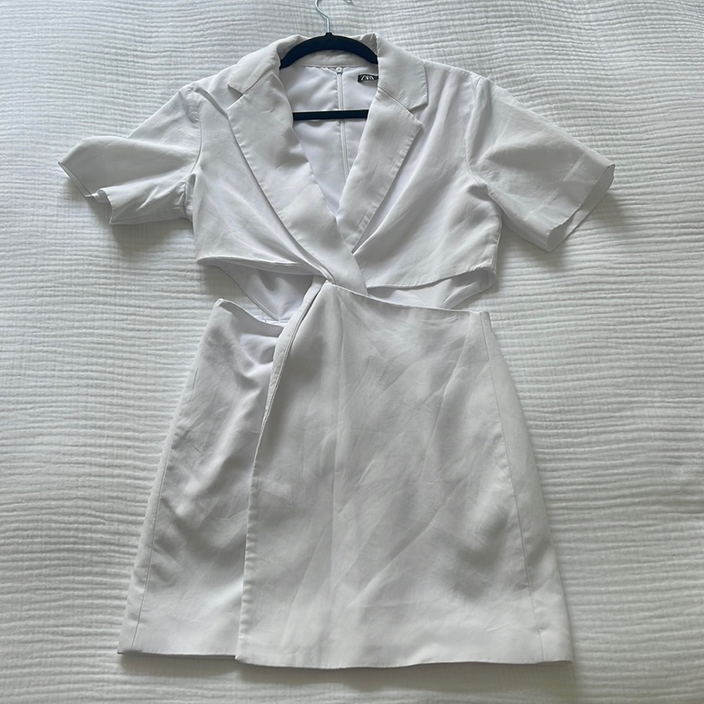 Zara mini white cut out skater dress